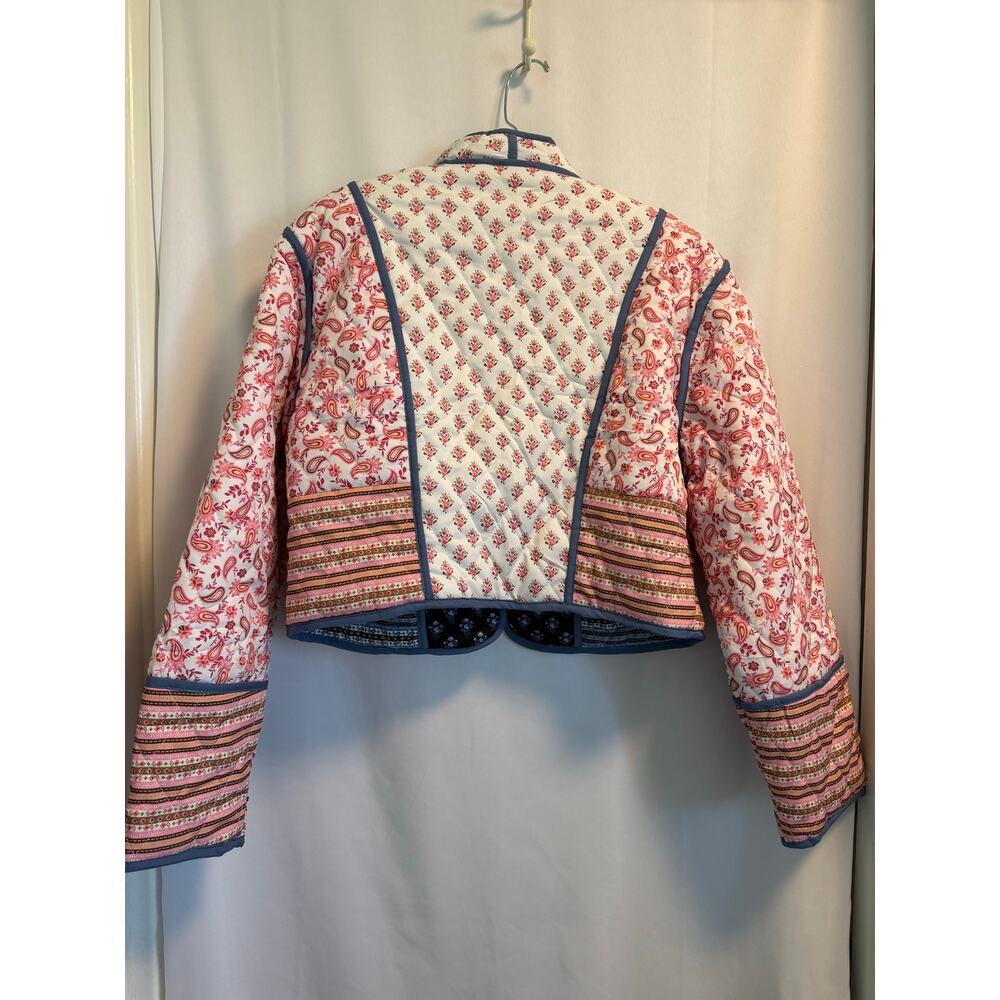 Perbai | Women's Reversible Floral Cropped Quilted Jacket-M - Picture 2 of 5